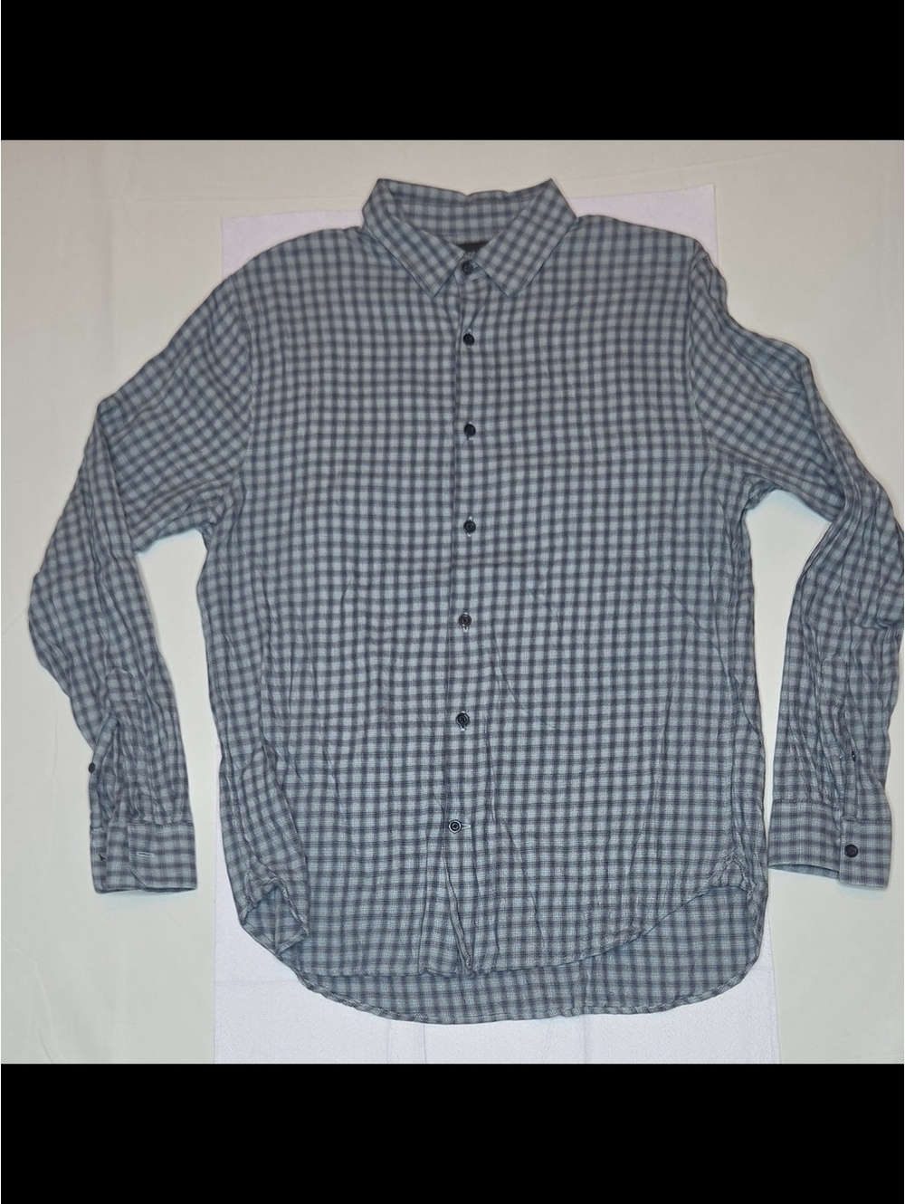 Vince Men’s Micro Plaid Button Down Shirt - Size M - Cotton Rayon Blend